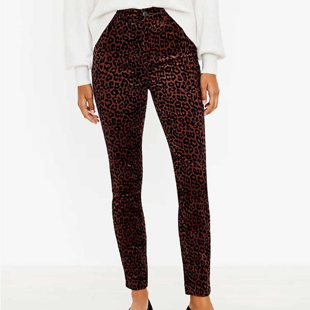Leopard Print Super Skinny Velour Pants